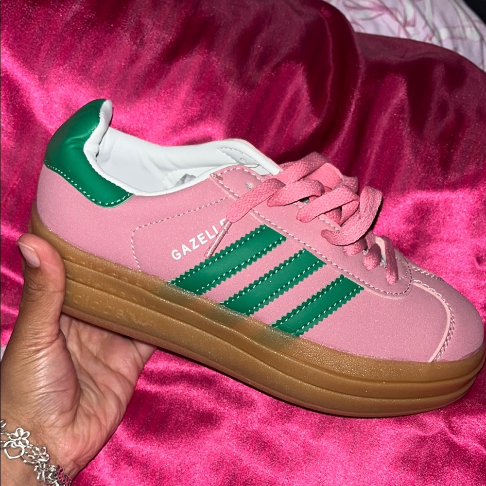 Women's Pink and Green Sneakers